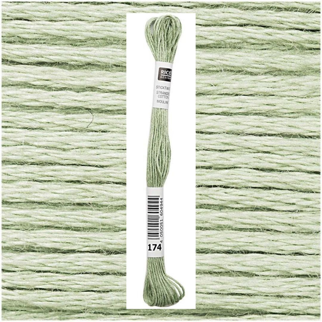 Stickgarn Sticktwist Rico-Design 6-fach 8m 100% Baumwolle Nr. 174 Farbe tannengrün 02