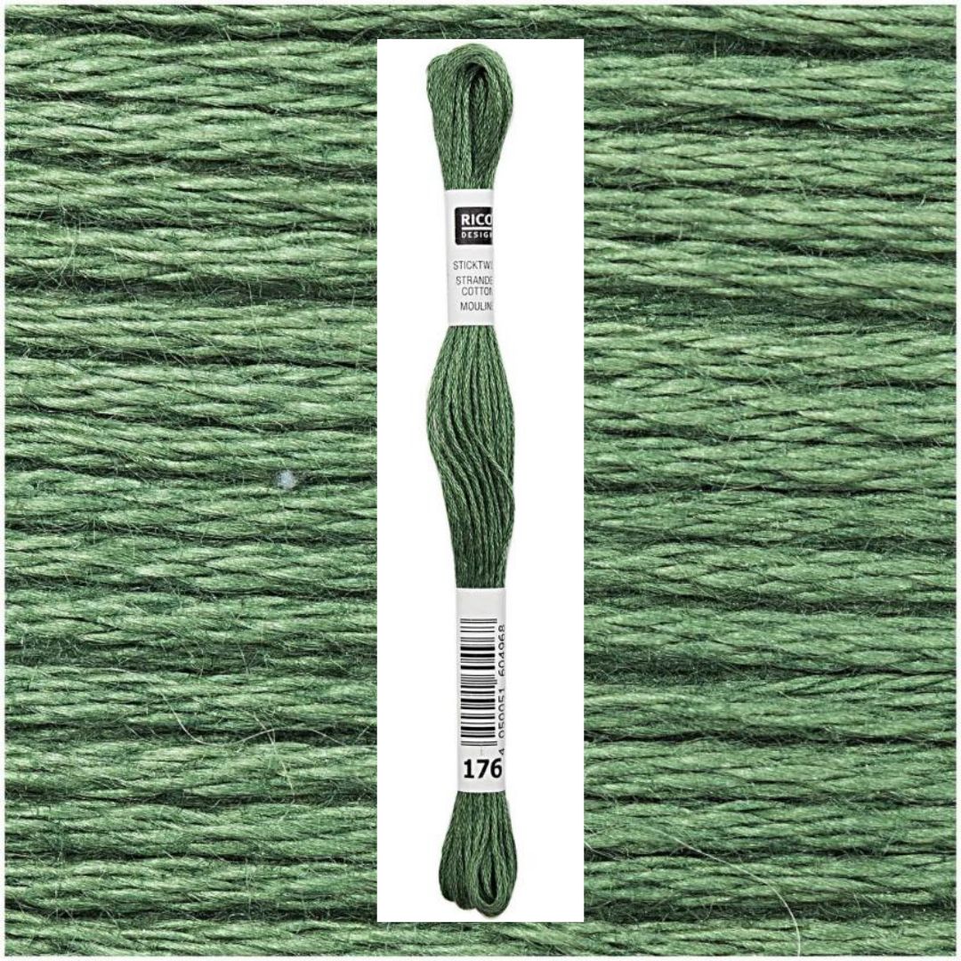 Stickgarn Sticktwist Rico-Design 6-fach 8m 100% Baumwolle Nr. 176 Farbe tannengrün 04