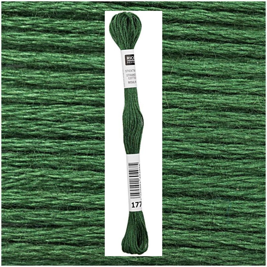 Stickgarn Sticktwist Rico-Design 6-fach 8m 100% Baumwolle Nr. 177 Farbe tannengrün 05