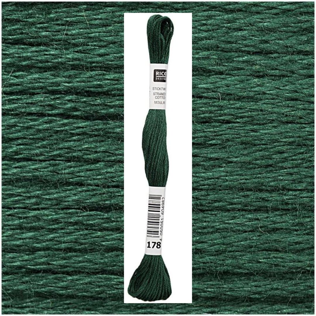 Stickgarn Sticktwist Rico-Design 6-fach 8m 100% Baumwolle Nr. 178 Farbe tannengrün 06