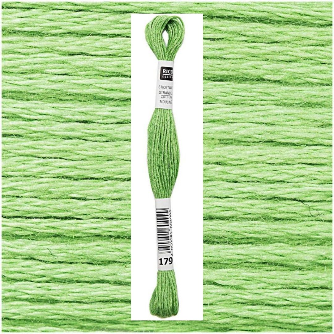 Stickgarn Sticktwist Rico-Design 6-fach 8m 100% Baumwolle Nr. 179 Farbe froschgrün 01