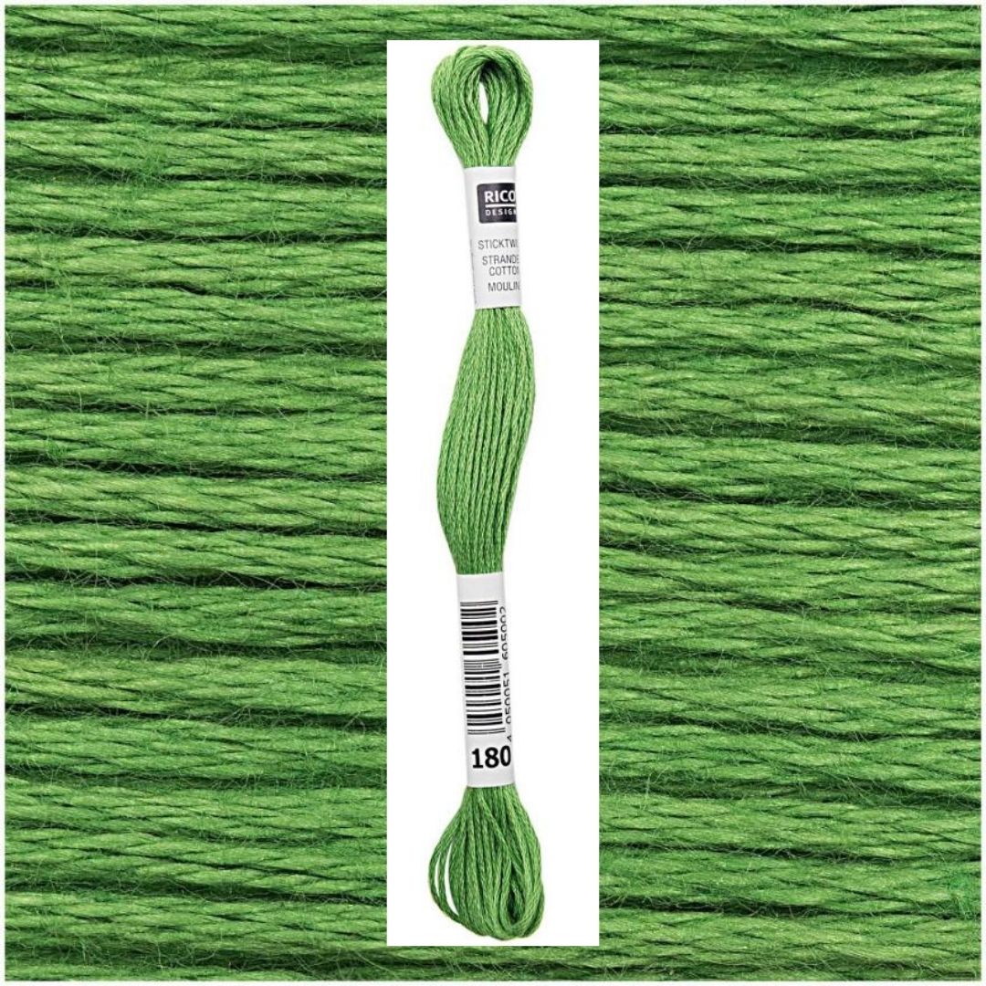 Stickgarn Sticktwist Rico-Design 6-fach 8m 100% Baumwolle Nr. 180 Farbe froschgrün 02
