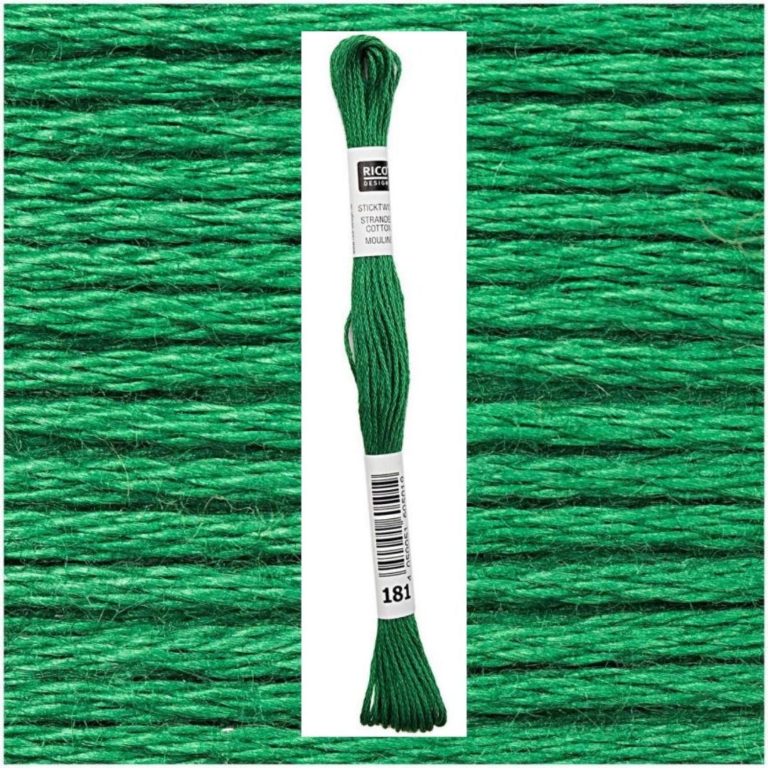 Stickgarn Sticktwist Rico-Design 6-fach 8m 100% Baumwolle Nr. 181 Farbe froschgrün 03