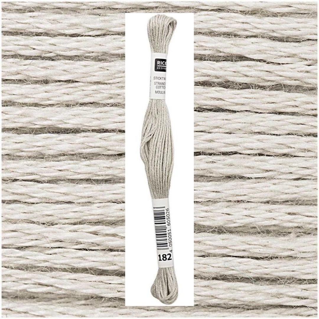 Stickgarn Sticktwist Rico-Design 6-fach 8m 100% Baumwolle Nr. 182 Farbe graugrün 01