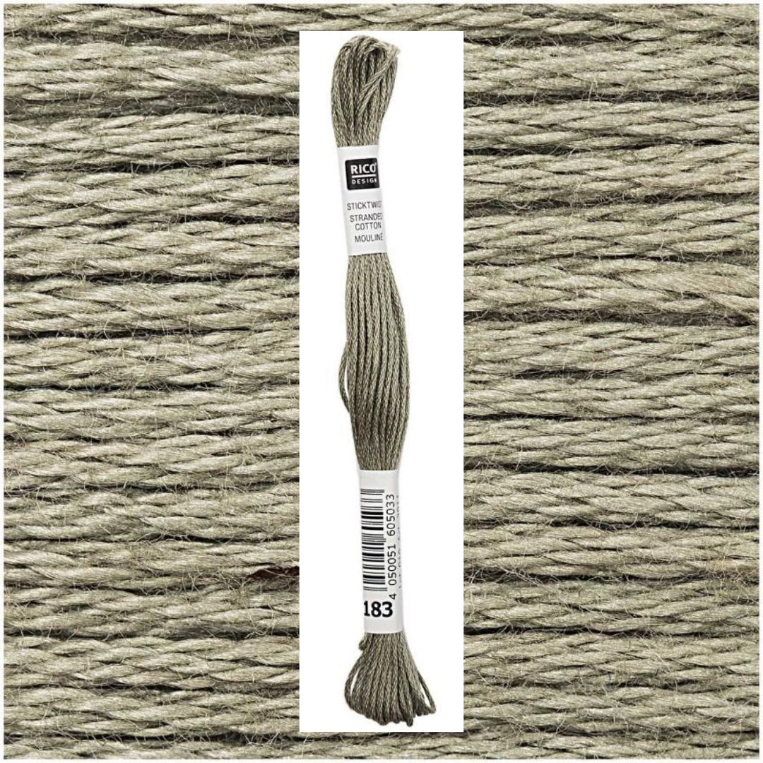 Stickgarn Sticktwist Rico-Design 6-fach 8m 100% Baumwolle Nr. 183 Farbe graugrün 02
