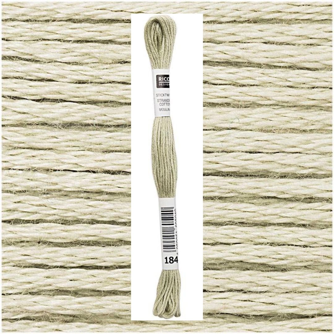 Stickgarn Sticktwist Rico-Design 6-fach 8m 100% Baumwolle Nr. 184 Farbe khaki 01