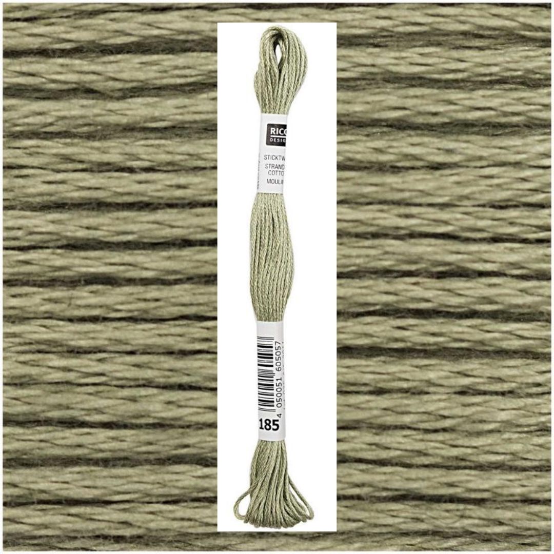 Stickgarn Sticktwist Rico-Design 6-fach 8m 100% Baumwolle Nr. 185 Farbe khaki 02