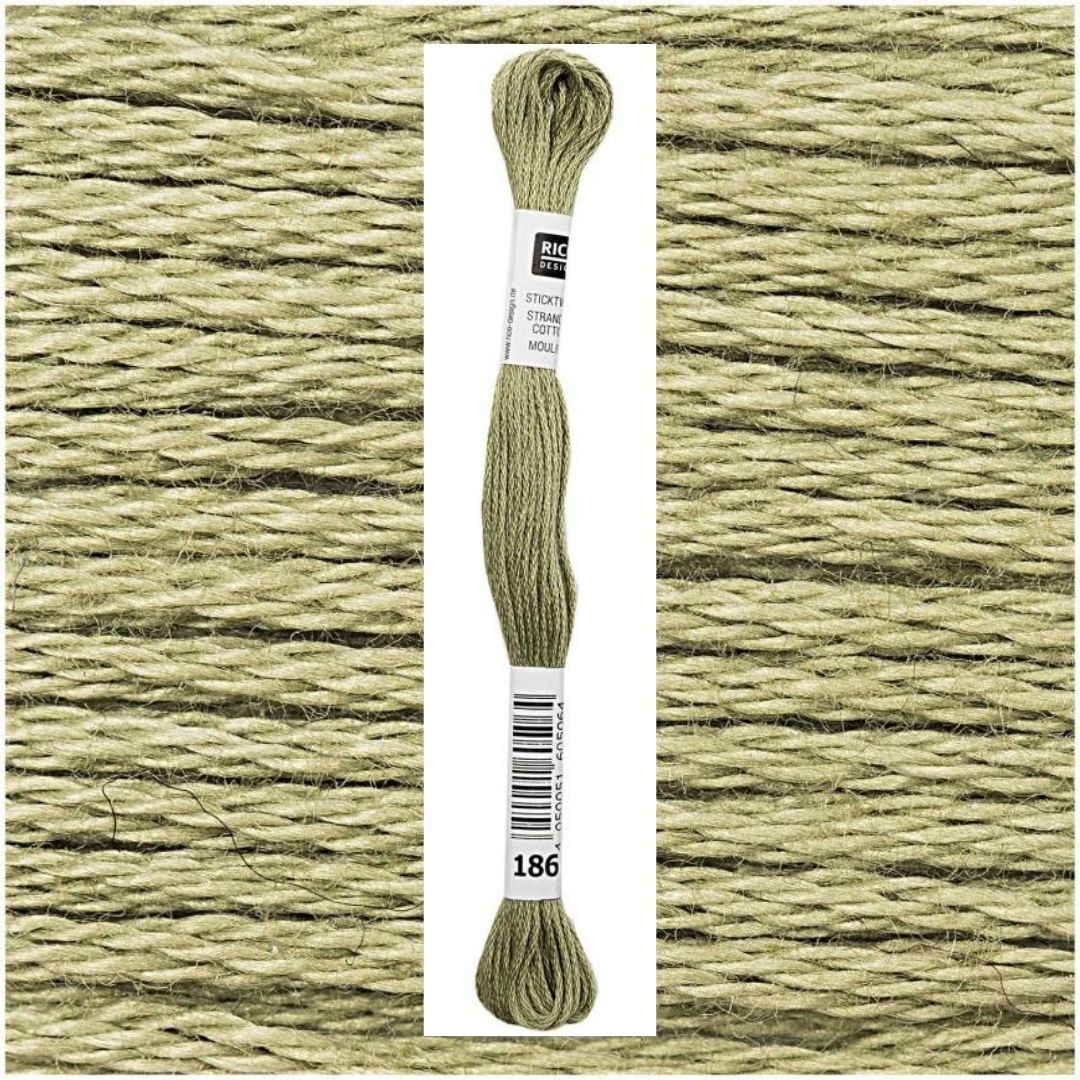 Stickgarn Sticktwist Rico-Design 6-fach 8m 100% Baumwolle Nr. 186 Farbe khaki 03