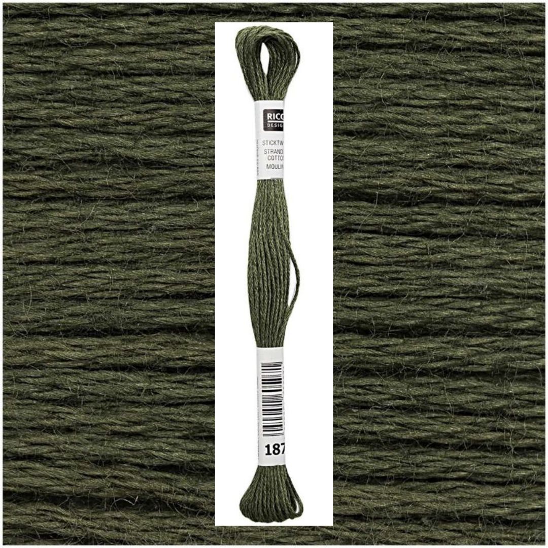Stickgarn Sticktwist Rico-Design 6-fach 8m 100% Baumwolle Nr. 187 Farbe khaki 04