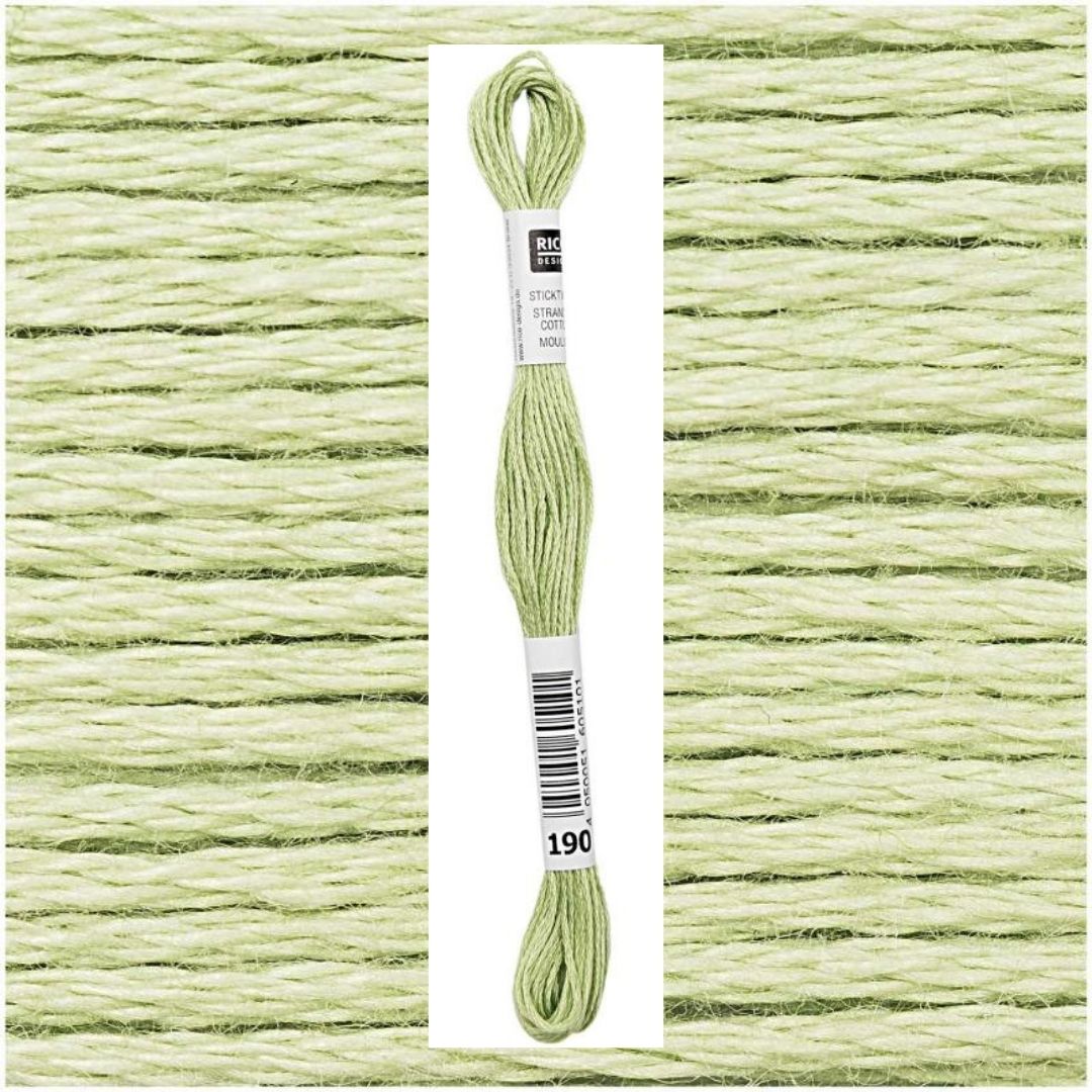 Stickgarn Sticktwist Rico-Design 6-fach 8m 100% Baumwolle Nr. 190 Farbe hellgrün 02