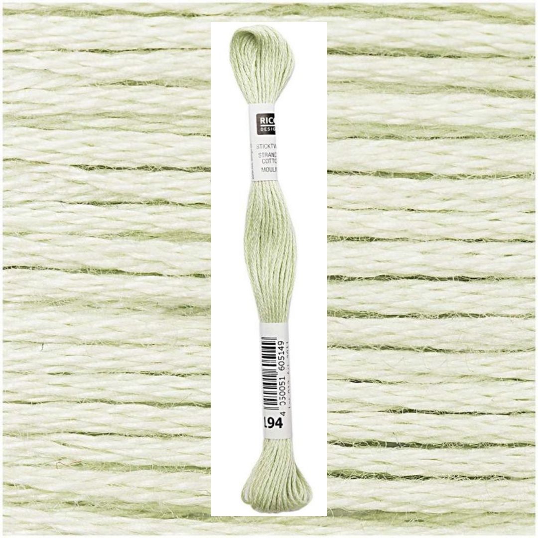 Stickgarn Sticktwist Rico-Design 6-fach 8m 100% Baumwolle Nr. 194 Farbe salbei 01