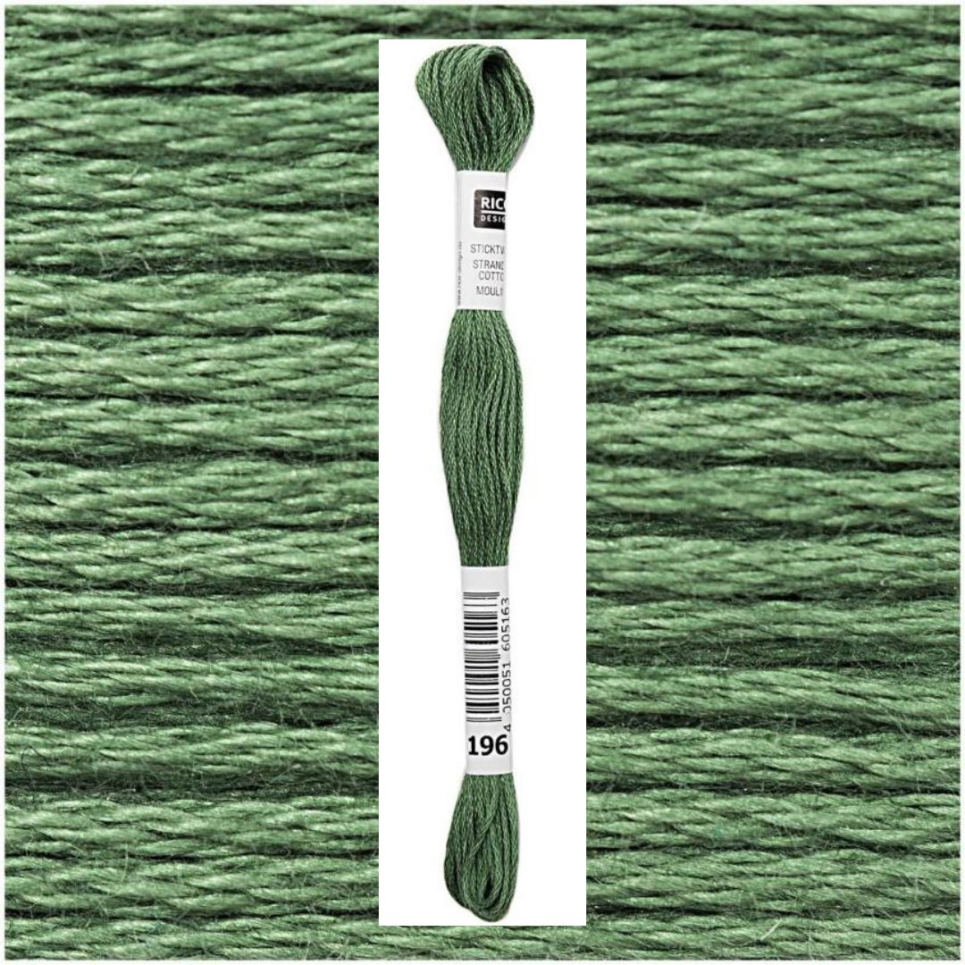 Stickgarn Sticktwist Rico-Design 6-fach 8m 100% Baumwolle Nr. 196 Farbe salbei 03