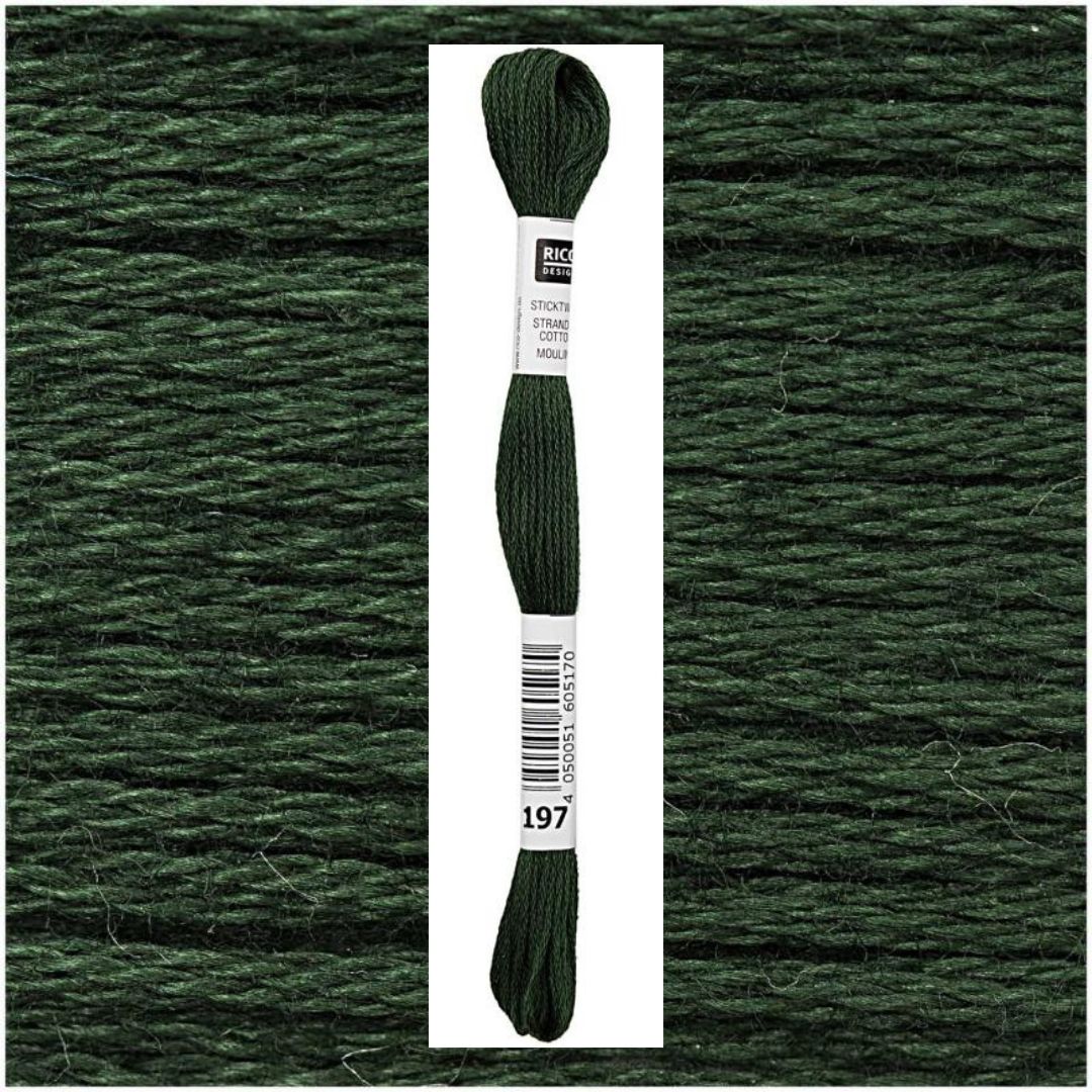 Stickgarn Sticktwist Rico-Design 6-fach 8m 100% Baumwolle Nr. 197 Farbe salbei 04