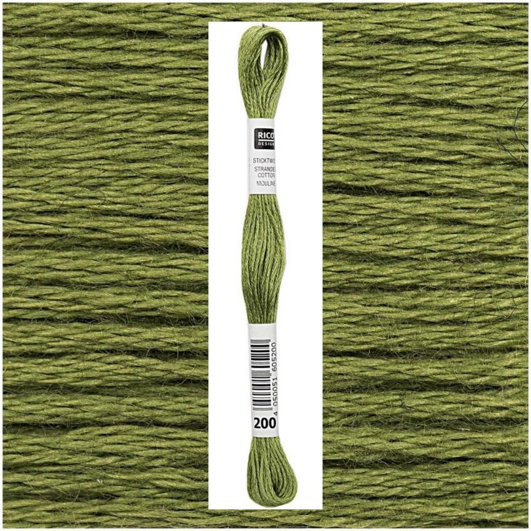Stickgarn Sticktwist Rico-Design 6-fach 8m 100% Baumwolle Nr. 200 Farbe grün 03