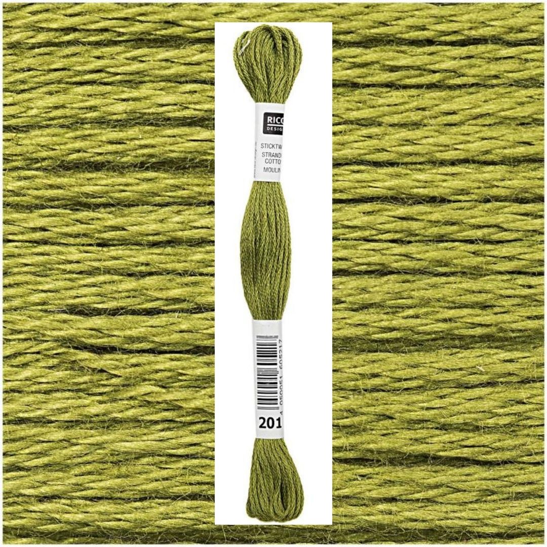 Stickgarn Sticktwist Rico-Design 6-fach 8m 100% Baumwolle Nr. 201 Farbe grün 04
