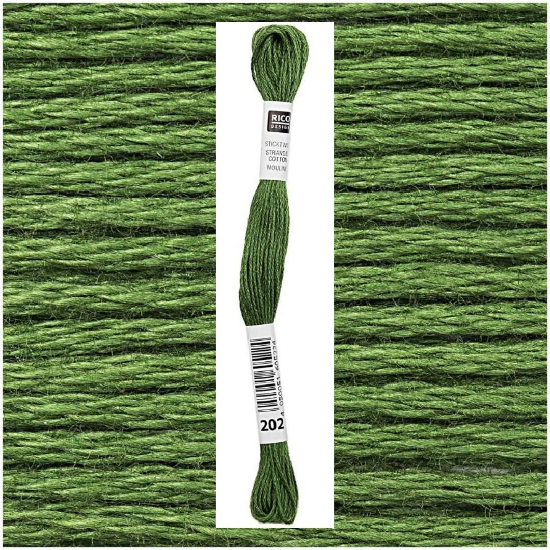Stickgarn Sticktwist Rico-Design 6-fach 8m 100% Baumwolle Nr. 202 Farbe grün 05