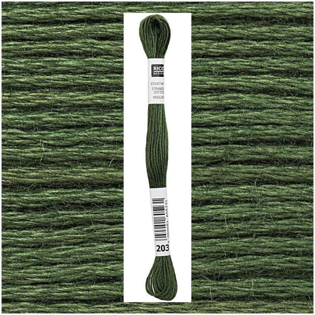 Stickgarn Sticktwist Rico-Design 6-fach 8m 100% Baumwolle Nr. 203 Farbe grün 06