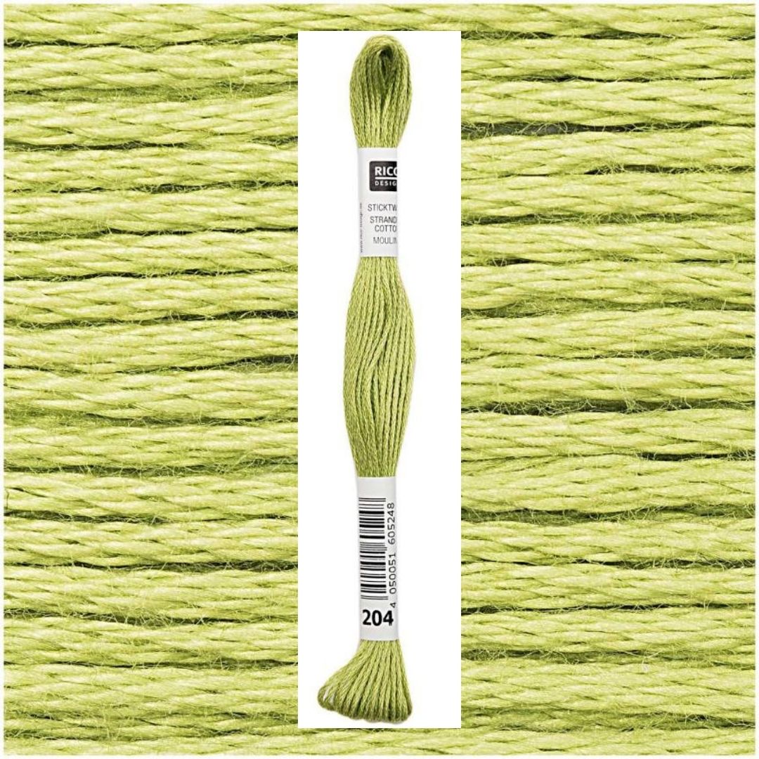 Stickgarn Sticktwist Rico-Design 6-fach 8m 100% Baumwolle Nr. 204 Farbe kiwigrün 01