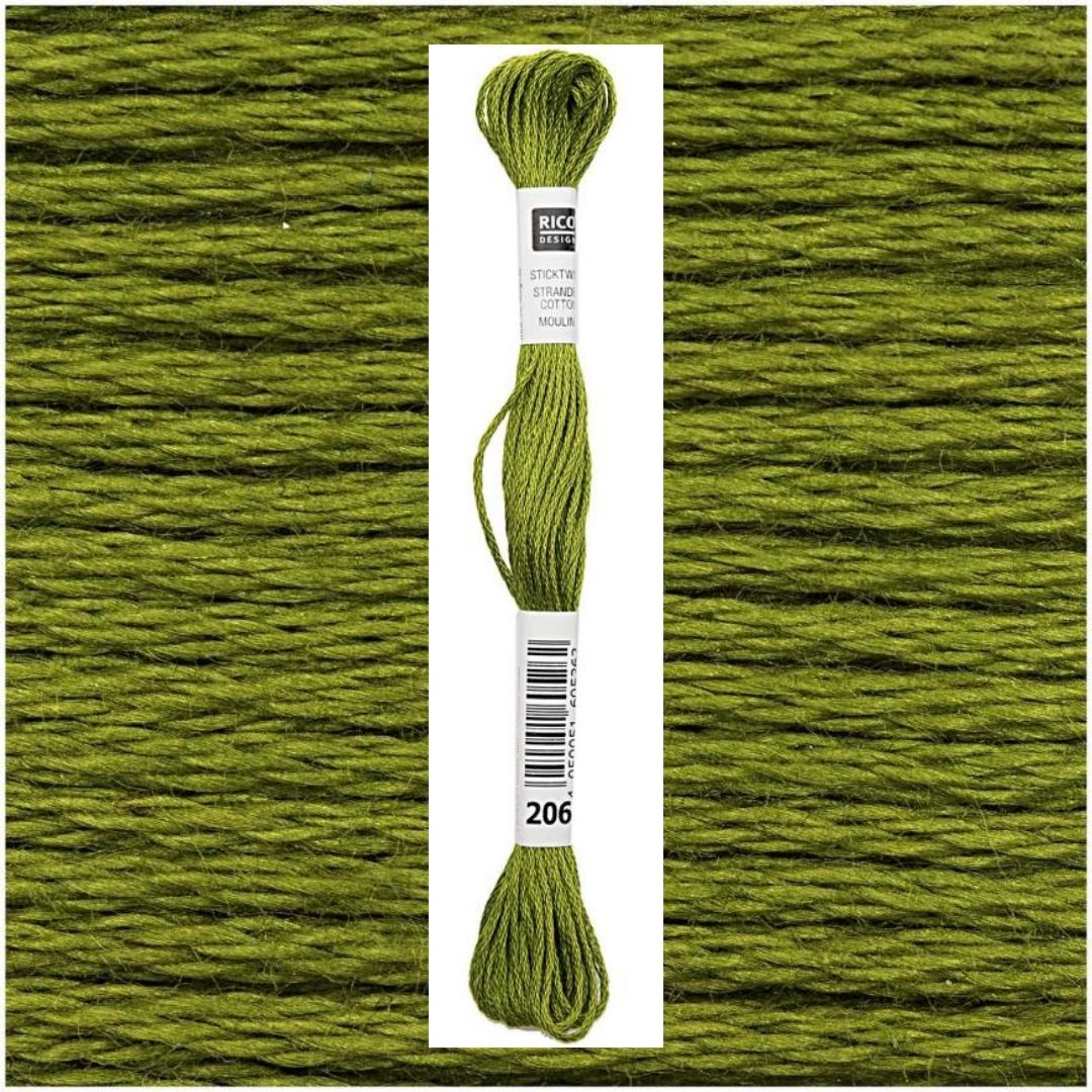 Stickgarn Sticktwist Rico-Design 6-fach 8m 100% Baumwolle Nr. 206 Farbe kiwigrün 03