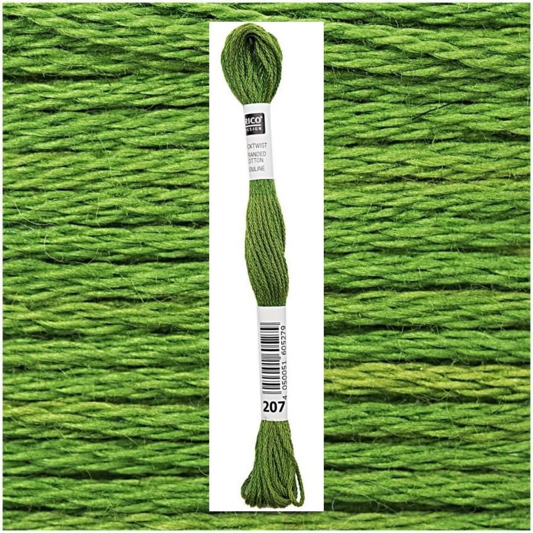 Stickgarn Sticktwist Rico-Design 6-fach 8m 100% Baumwolle Nr. 207 Farbe kiwigrün 04