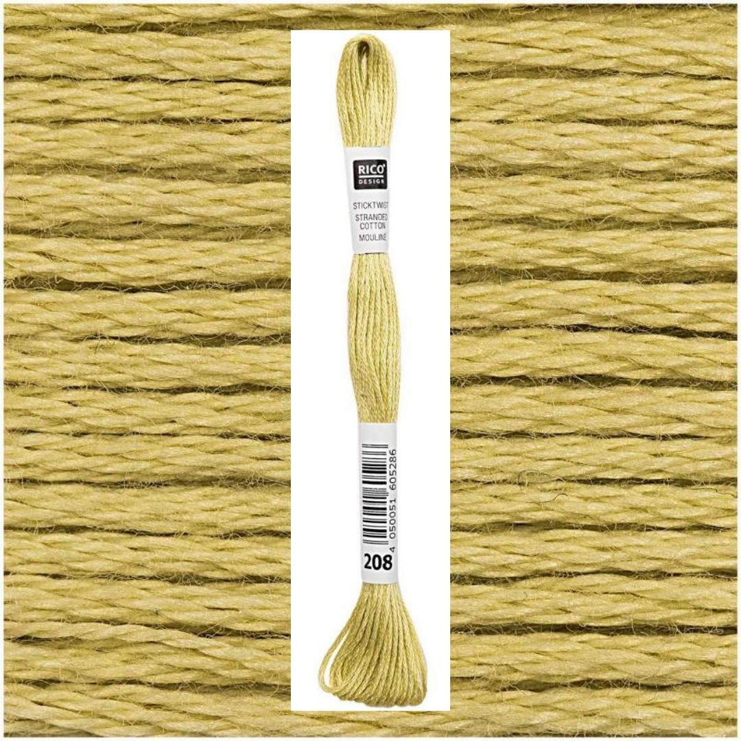 Stickgarn Sticktwist Rico-Design 6-fach 8m 100% Baumwolle Nr. 208 Farbe olivgrün 01