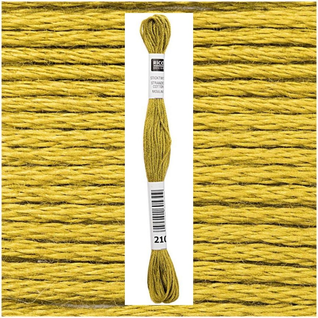 Stickgarn Sticktwist Rico-Design 6-fach 8m 100% Baumwolle Nr. 210 Farbe olivgrün 03