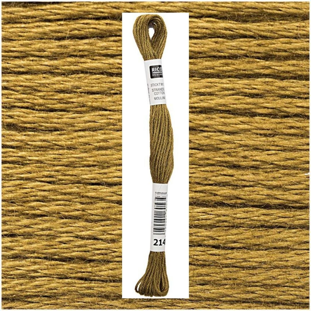 Stickgarn Sticktwist Rico-Design 6-fach 8m 100% Baumwolle Nr. 214 Farbe schilf 03
