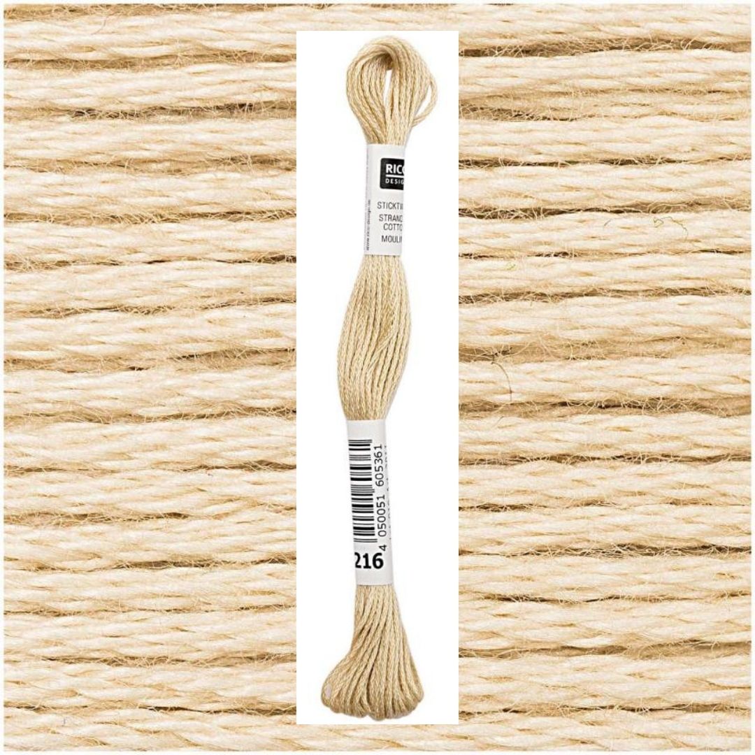Stickgarn Sticktwist Rico-Design 6-fach 8m 100% Baumwolle Nr. 216 Farbe kiesel 01