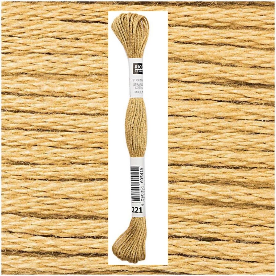 Stickgarn Sticktwist Rico-Design 6-fach 8m 100% Baumwolle Nr. 221 Farbe heugrün