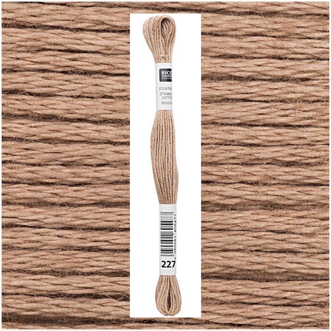 Stickgarn Sticktwist Rico-Design 6-fach 8m 100% Baumwolle Nr. 227 Farbe beige 02
