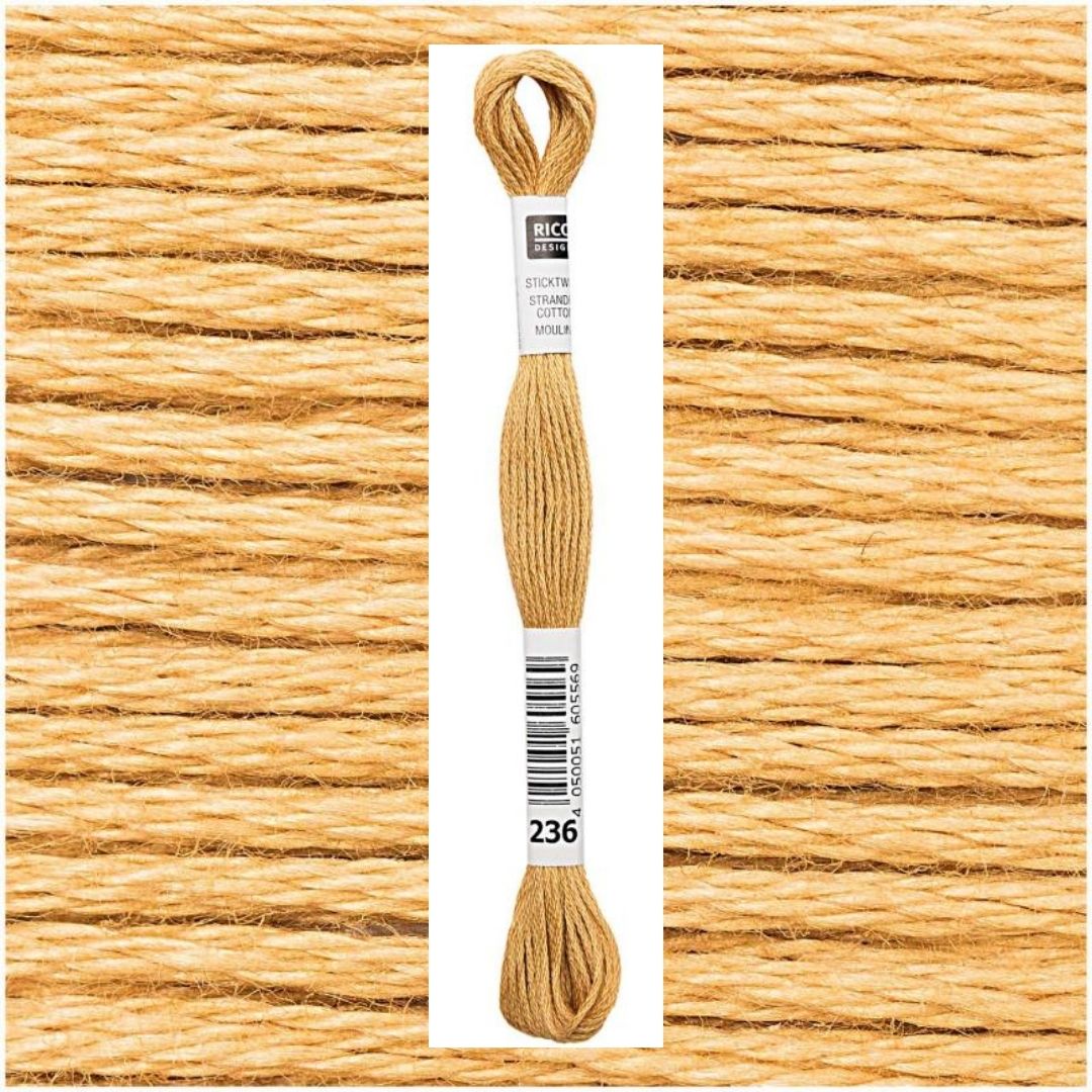 Stickgarn Sticktwist Rico-Design 6-fach 8m 100% Baumwolle Nr. 236 Farbe senf 02