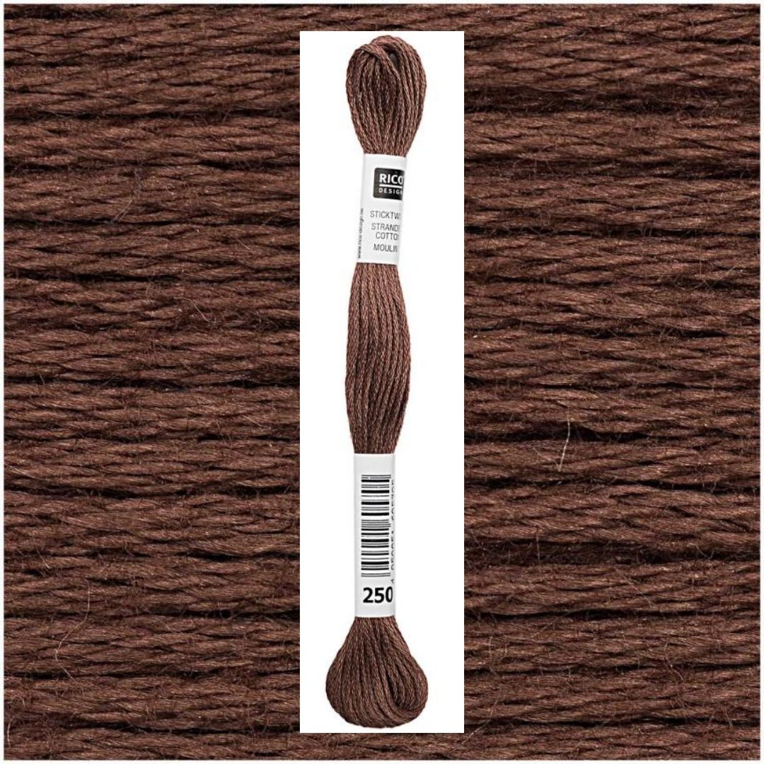 Stickgarn Sticktwist Rico-Design 6-fach 8m 100% Baumwolle Nr. 250 Farbe rotbraun 05
