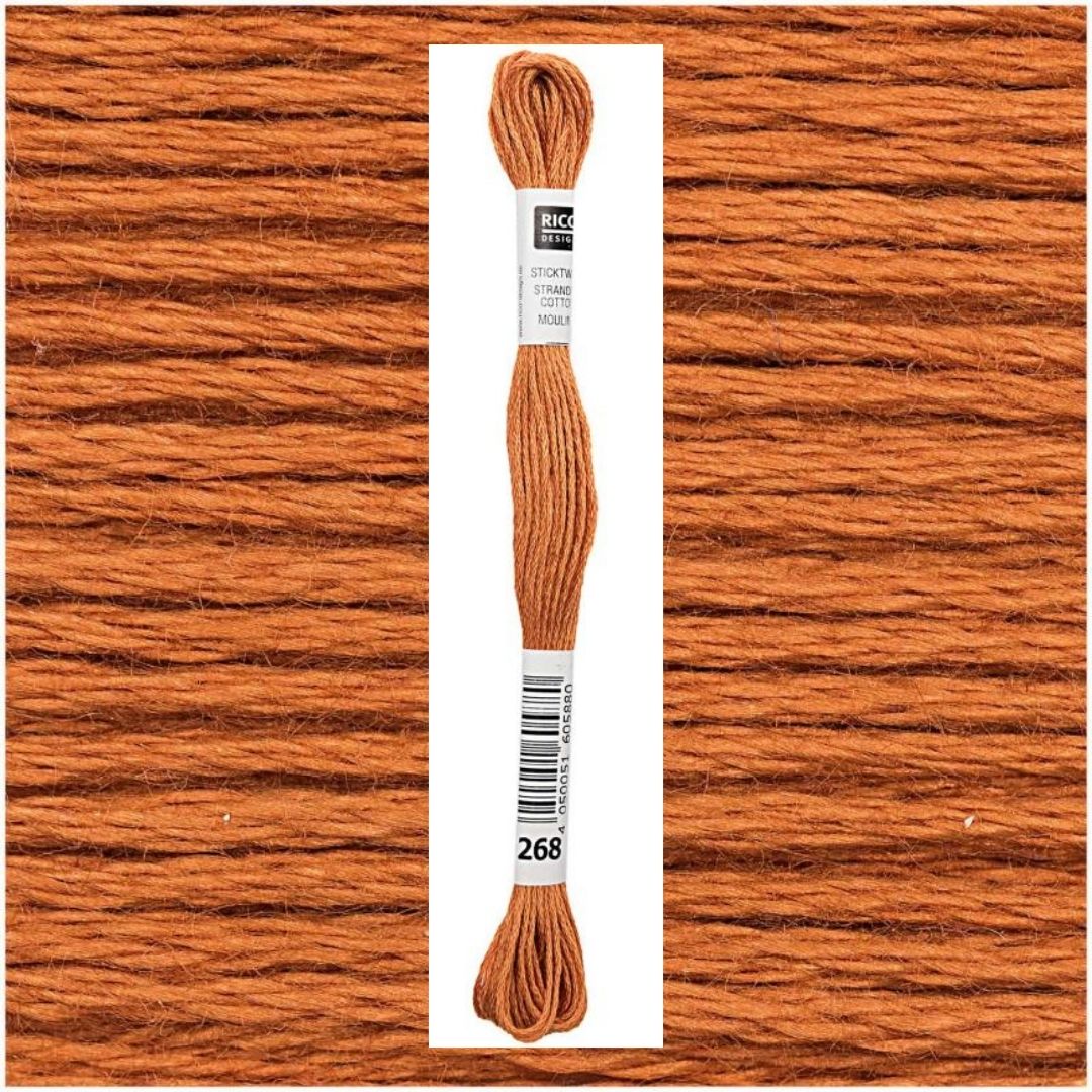 Stickgarn Sticktwist Rico-Design 6-fach 8m 100% Baumwolle Nr. 268 Farbe rostbraun 02