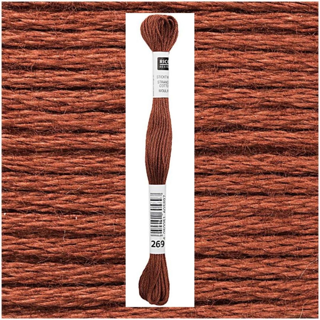 Stickgarn Sticktwist Rico-Design 6-fach 8m 100% Baumwolle Nr. 269 Farbe rostbraun 03
