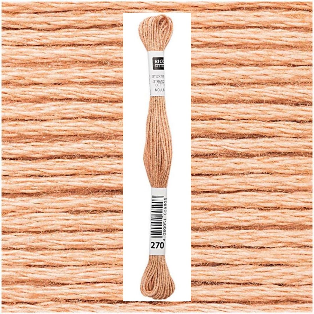 Stickgarn Sticktwist Rico-Design 6-fach 8m 100% Baumwolle Nr. 270 Farbe karamell 01