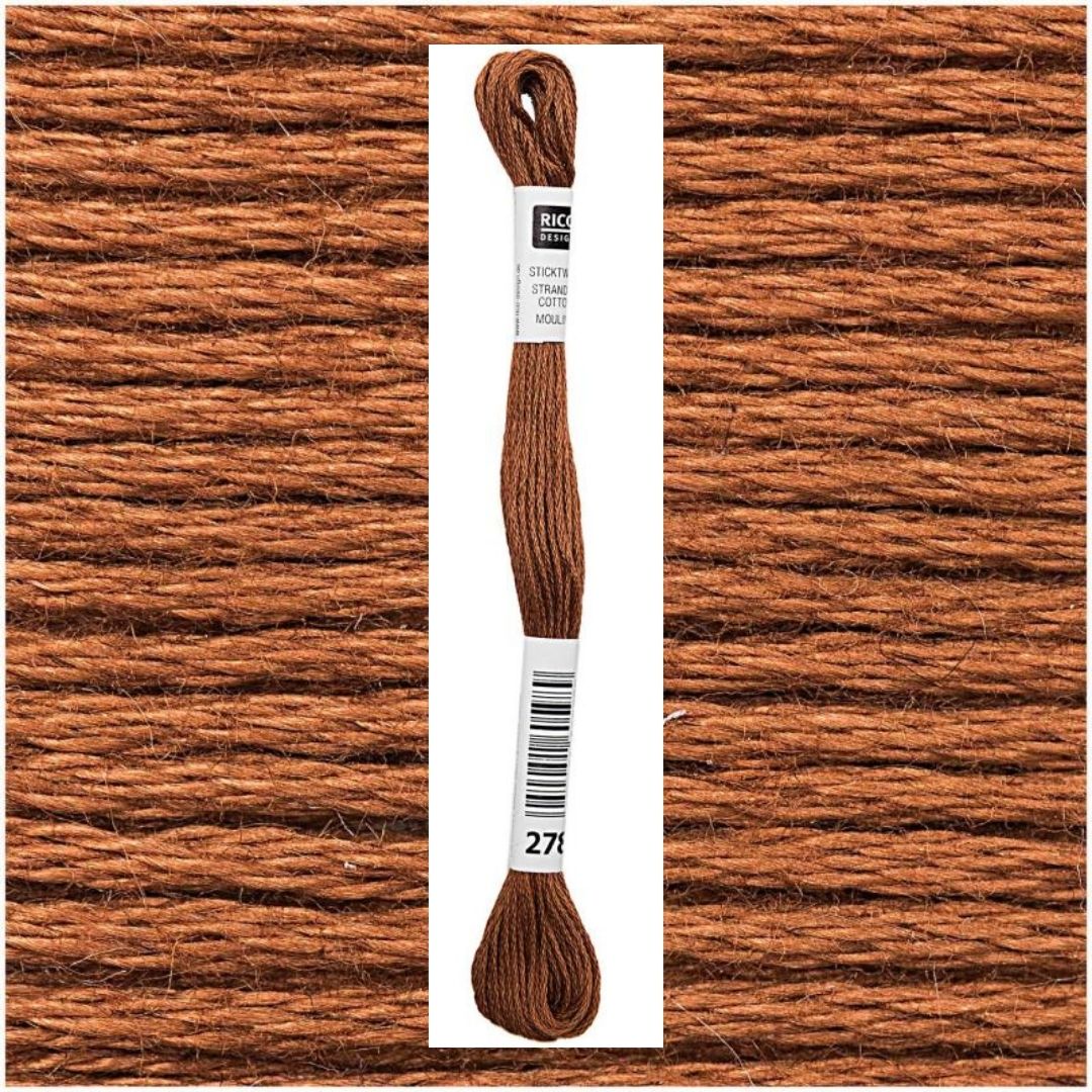 Stickgarn Sticktwist Rico-Design 6-fach 8m 100% Baumwolle Nr. 278 Farbe braun 06