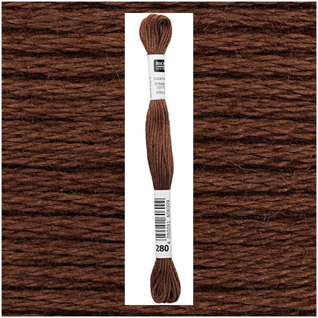 Stickgarn Sticktwist Rico-Design 6-fach 8m 100% Baumwolle Nr. 280 Farbe braun 08