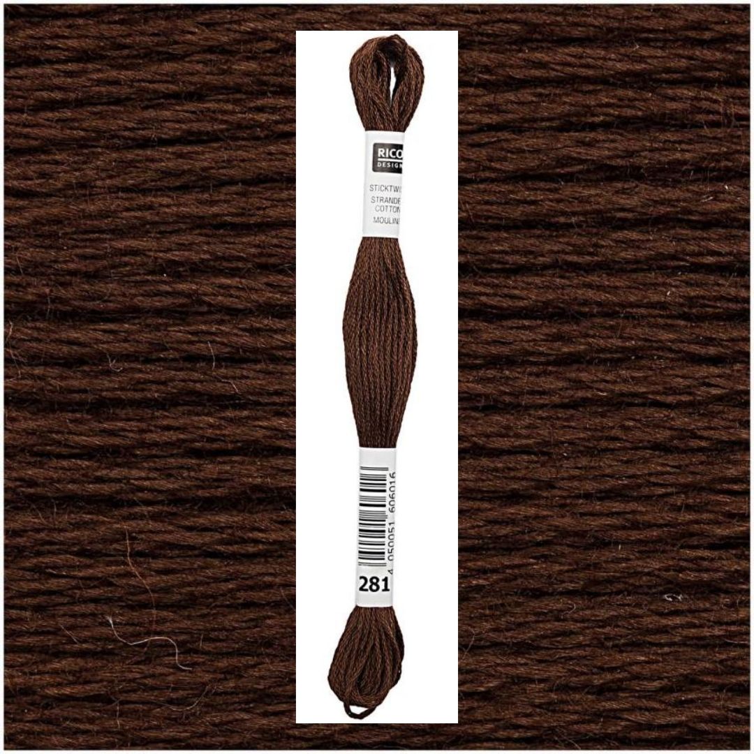 Stickgarn Sticktwist Rico-Design 6-fach 8m 100% Baumwolle Nr. 281 Farbe braun 09