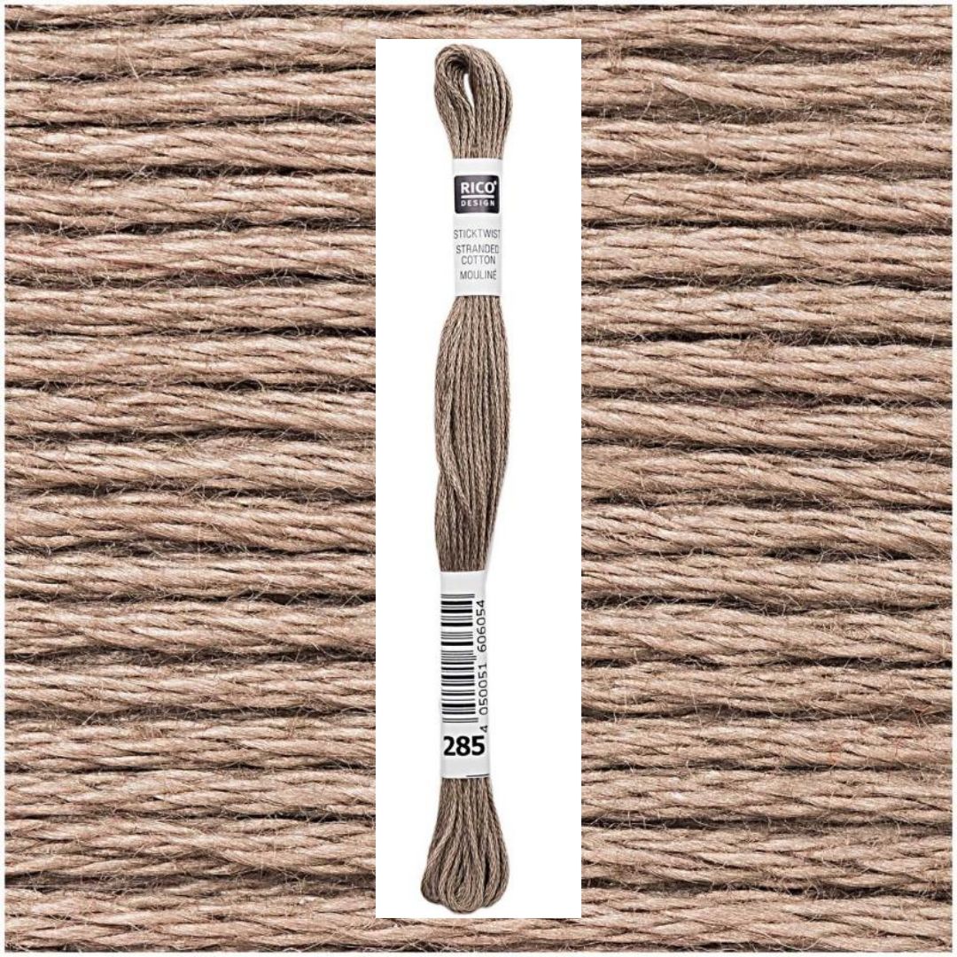Stickgarn Sticktwist Rico-Design 6-fach 8m 100% Baumwolle Nr. 285 Farbe steingrau 03