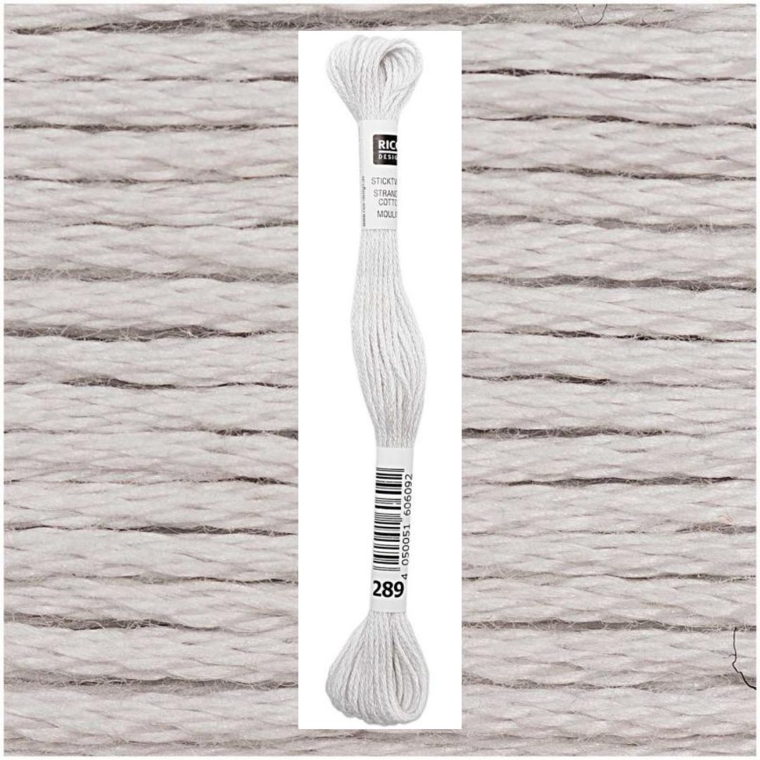 Stickgarn Sticktwist Rico-Design 6-fach 8m 100% Baumwolle Nr. 289 Farbe hellgrau 01