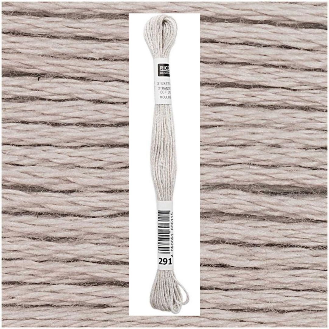 Stickgarn Sticktwist Rico-Design 6-fach 8m 100% Baumwolle Nr. 291 Farbe dunkelgrau 01