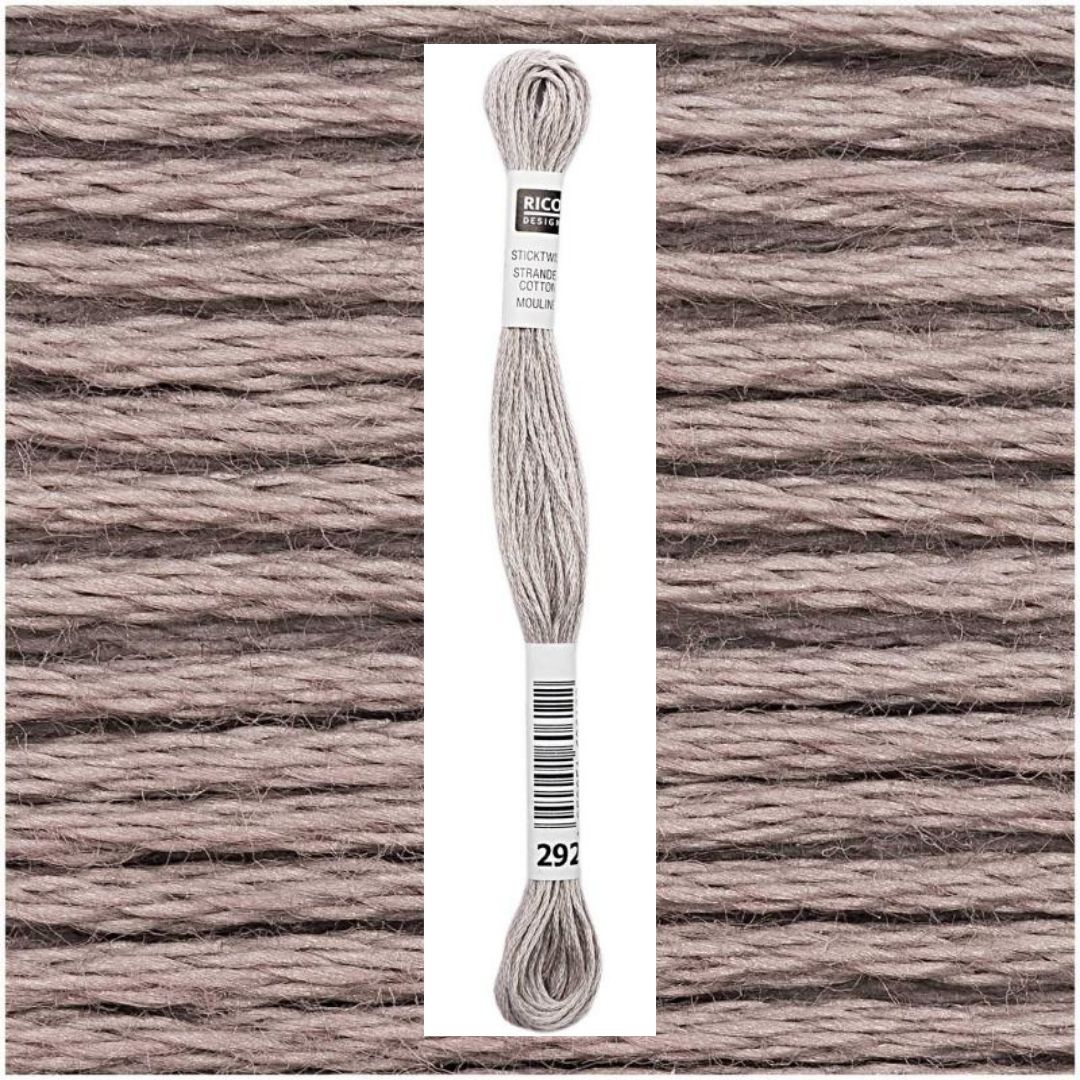 Stickgarn Sticktwist Rico-Design 6-fach 8m 100% Baumwolle Nr. 292 Farbe dunkelgrau 02