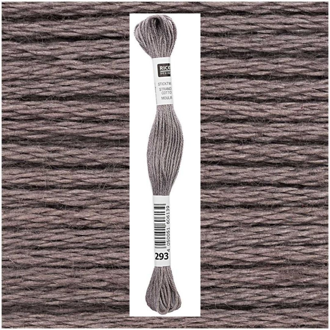 Stickgarn Sticktwist Rico-Design 6-fach 8m 100% Baumwolle Nr. 293 Farbe dunkelgrau 03