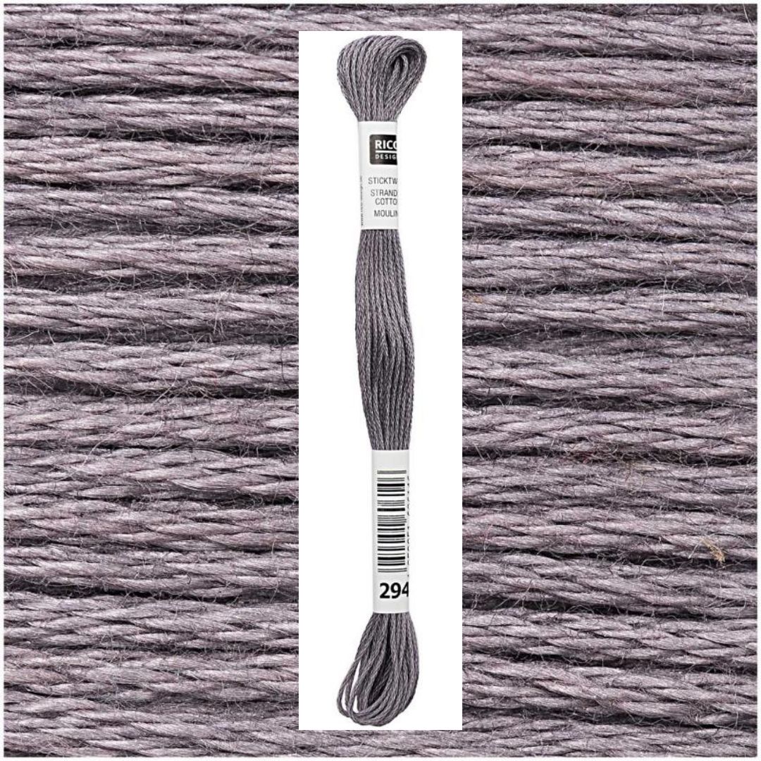 Stickgarn Sticktwist Rico-Design 6-fach 8m 100% Baumwolle Nr. 294 Farbe dunkelgrau 04