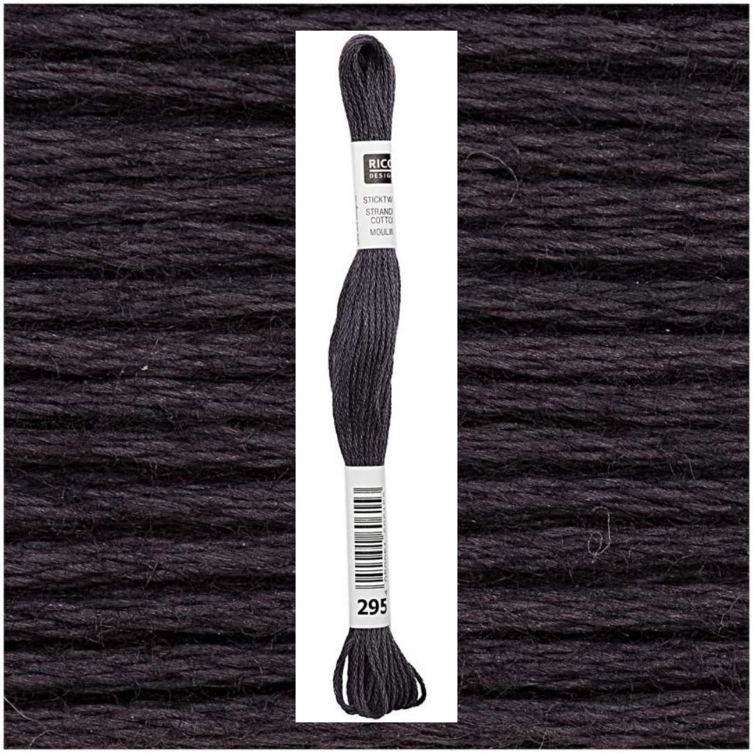 Stickgarn Sticktwist Rico-Design 6-fach 8m 100% Baumwolle Nr. 295 Farbe dunkelgrau 05