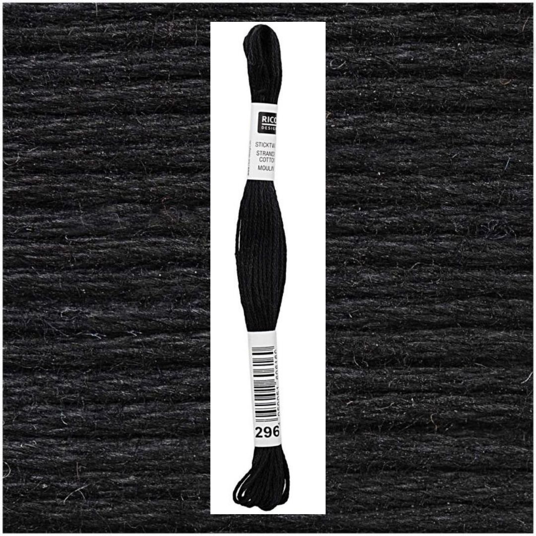 Stickgarn Sticktwist Rico-Design 6-fach 8m 100% Baumwolle Nr. 296 Farbe schwarz