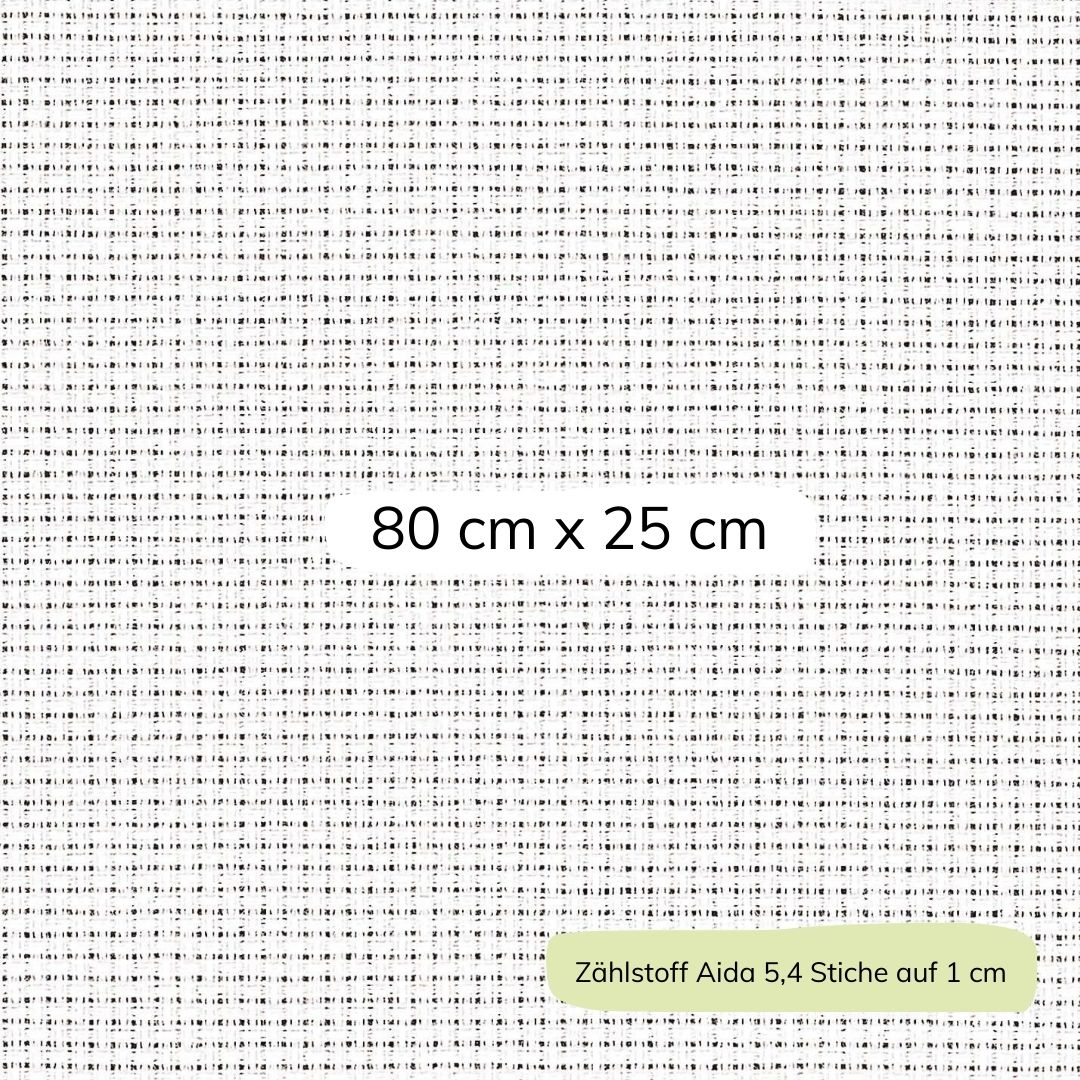 Zählstoff Aida weiß 100% Baumwolle 80 cm x 25 cm 5,4 Stiche auf 1 cm Stickstoff zum Besticken