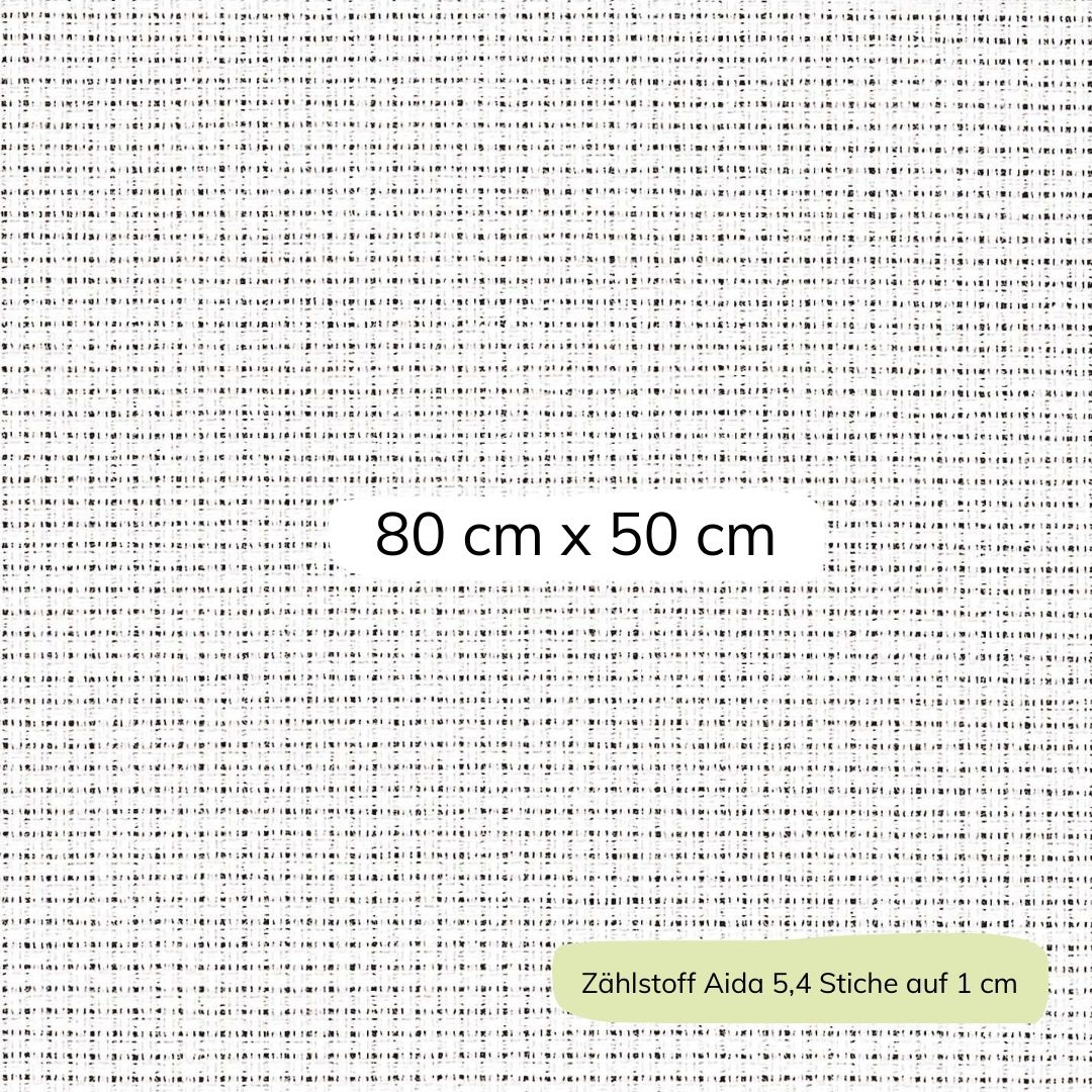 Zählstoff Aida weiß 100% Baumwolle 80 cm x 50 cm 5,4 Stiche auf 1 cm Stickstoff zum Besticken