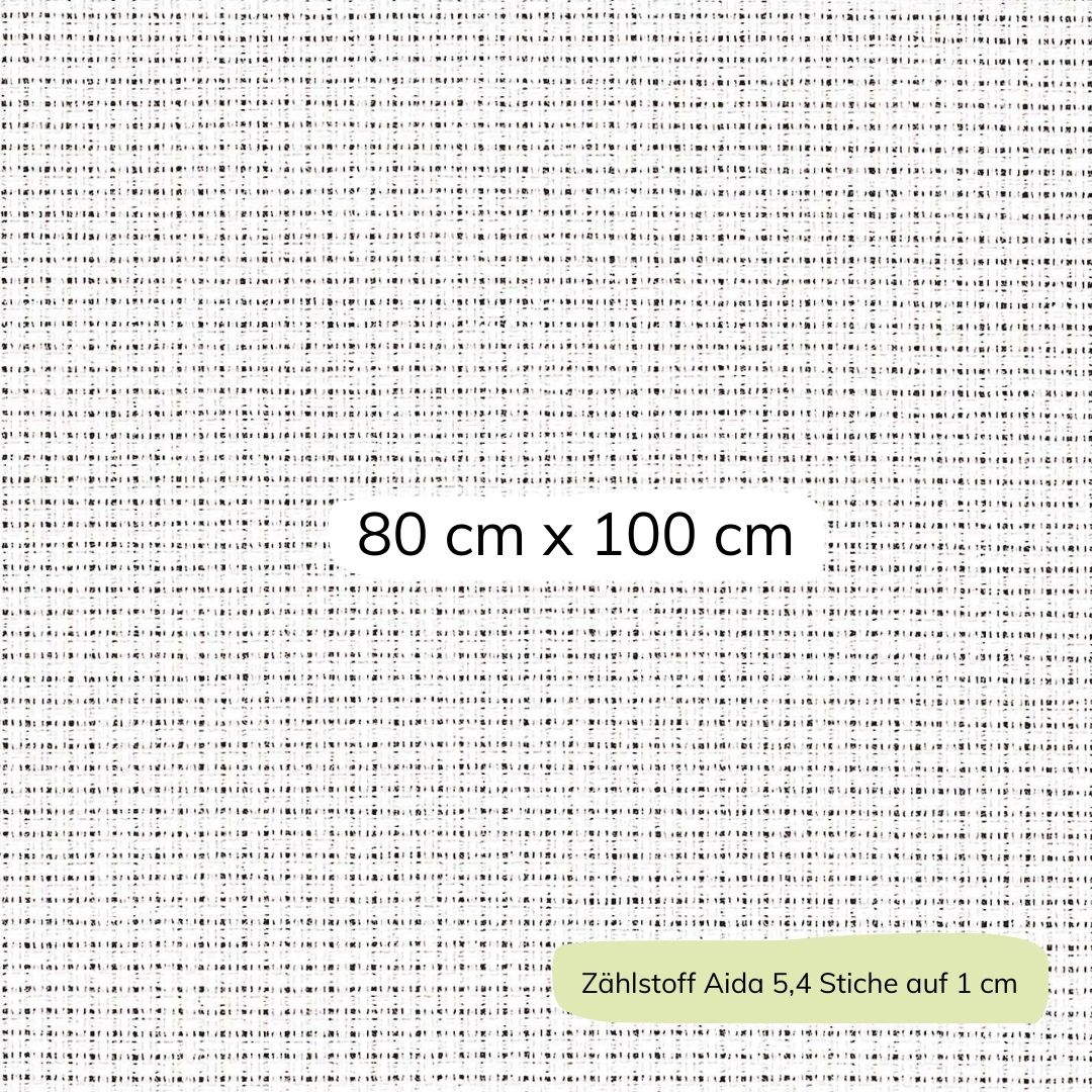 Zählstoff Aida weiß 100% Baumwolle 80 cm x 100 cm 5,4 Stiche auf 1 cm Stickstoff zum Besticken 