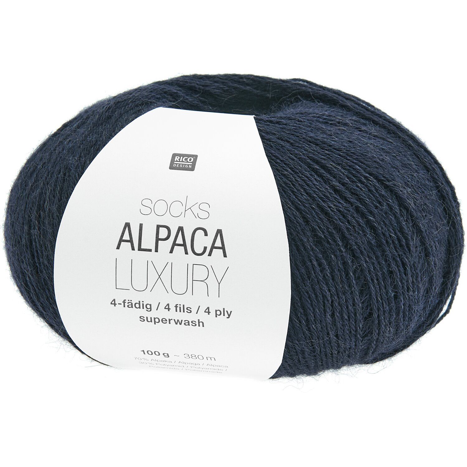 Sockenwolle Socks Alpaka Luxury 4-fädig 100g Knäuel 005 marine